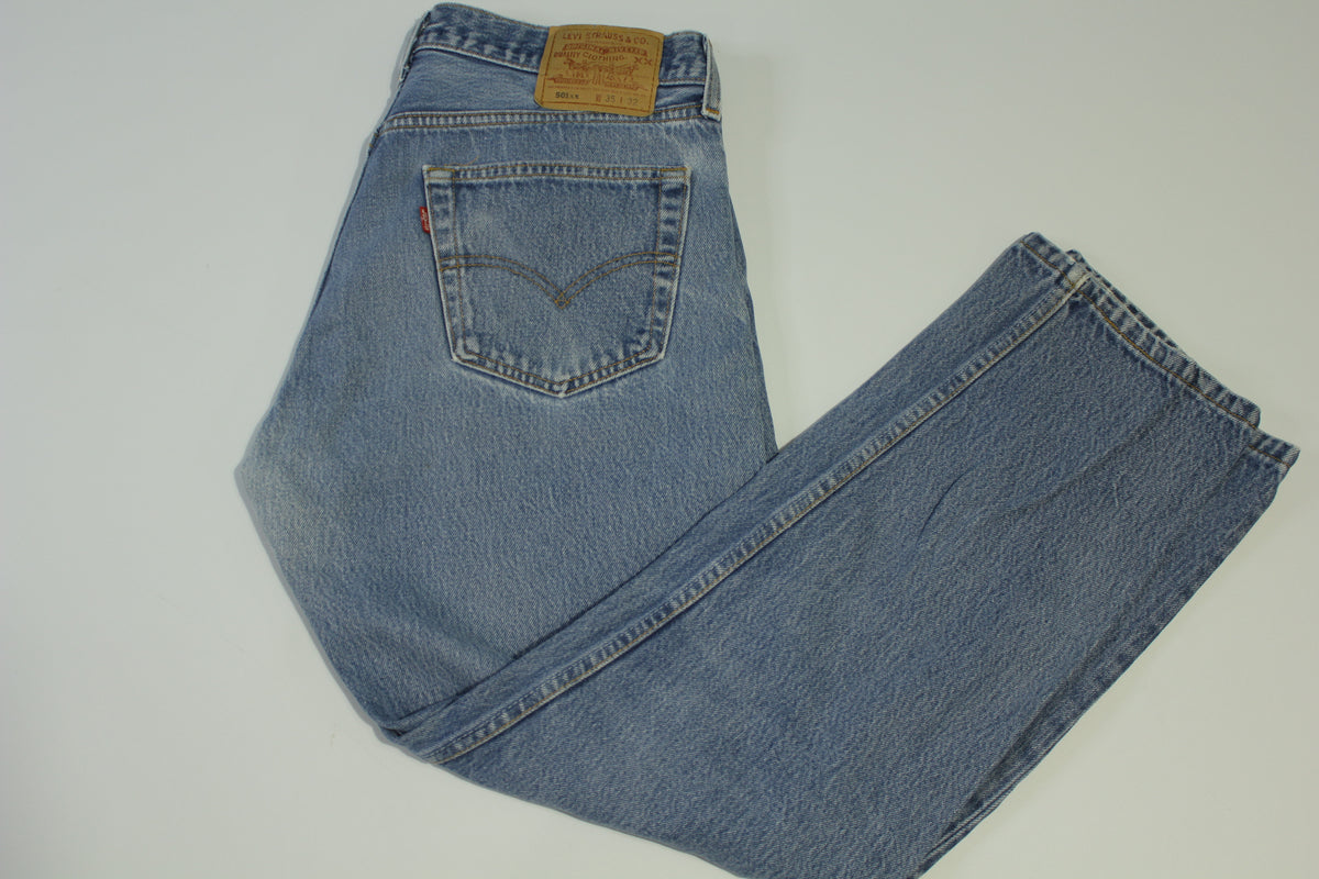 Levis 501xx Button Fly Vintage 90's Denim Grunge Punk Red Tab Blue Jeans 0998