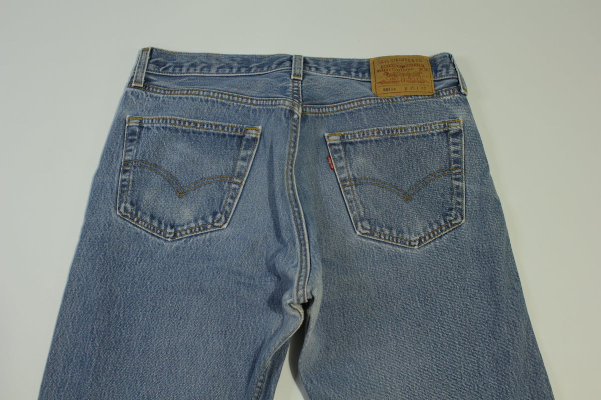 Levis 501xx Button Fly Vintage 90's Denim Grunge Punk Red Tab Blue Jeans 0998