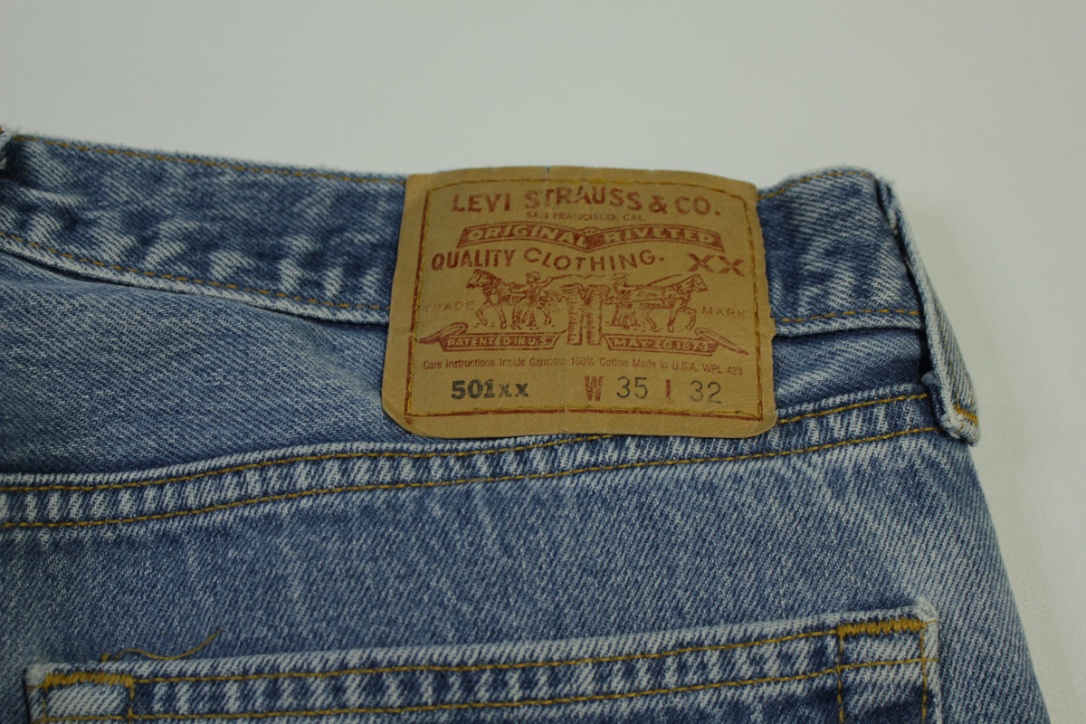 Levis 501xx Button Fly Vintage 90's Denim Grunge Punk Red Tab Blue Jeans 0998