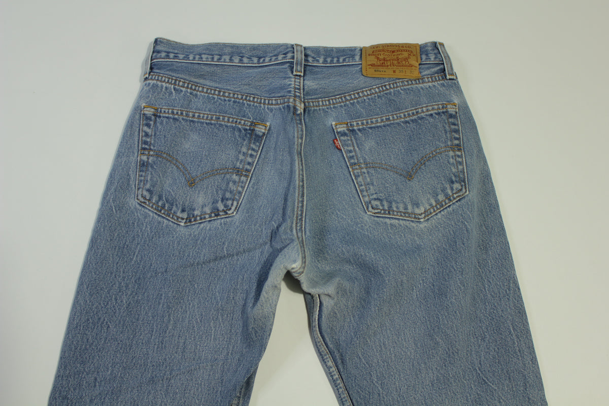 Levis 501xx Button Fly Vintage 90's Denim Grunge Punk Red Tab Blue Jeans 0797