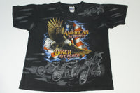 American By Birth Biker By Choice Dixie Cycle Co Kennewick Vintage 90s Motorcycle Biker T-Shirt