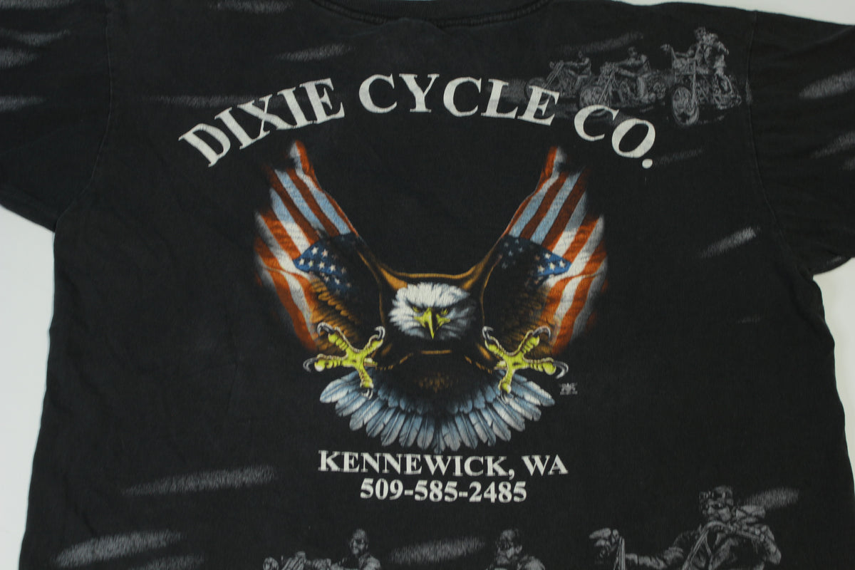 American By Birth Biker By Choice Dixie Cycle Co Kennewick Vintage 90s Motorcycle Biker T-Shirt