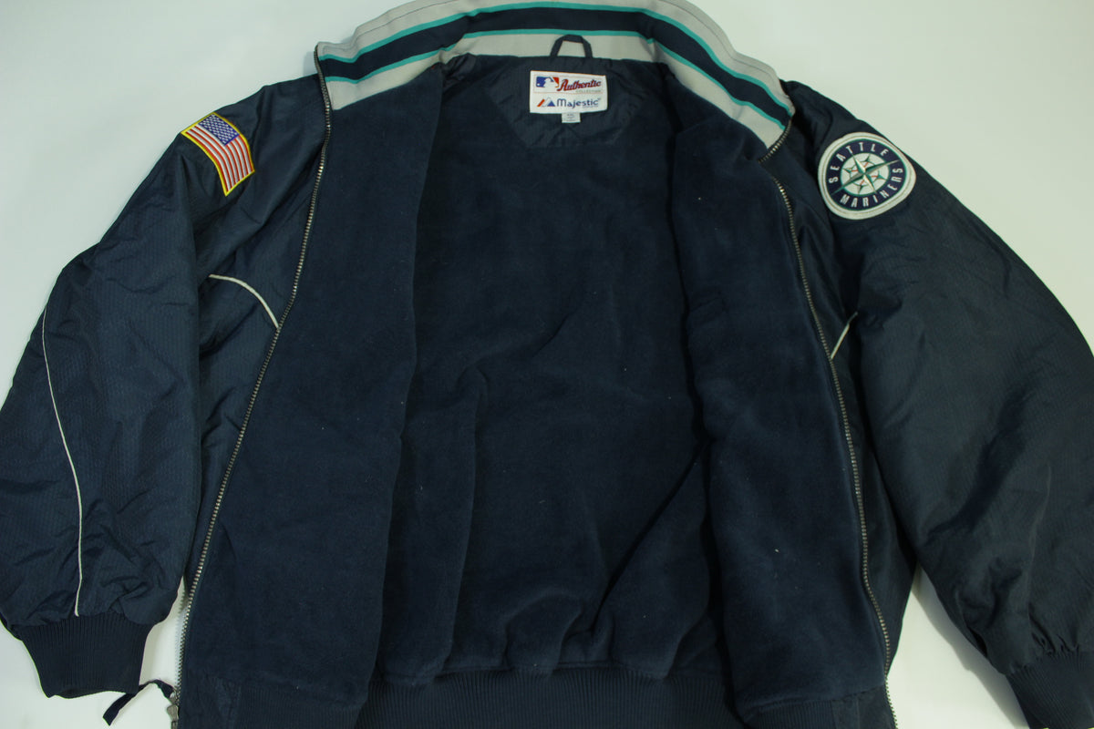 Seattle Mariners Vintage Y2K 2000's Majestic Athletic Puffer Fleece Lined 2001 Patch Jacket