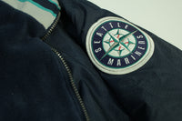 Seattle Mariners Vintage Y2K 2000's Majestic Athletic Puffer Fleece Lined 2001 Patch Jacket