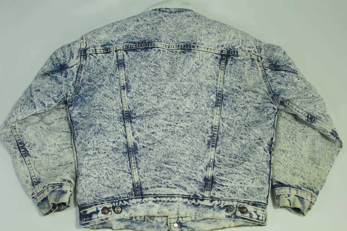 Levis San Francisco Vintage 80's Acid Wash Sherpa Lined Made in USA Faded Denim Jean Jacket