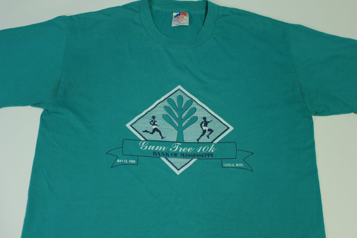 Gum Tree 10K Bank of Mississippi Vintage 1989 80's Single Stitch Run Jog T-Shirt