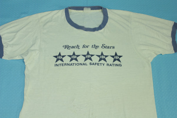 Reach For The Stars International Safety Rating Vintage 80's Ringer T-Shirt