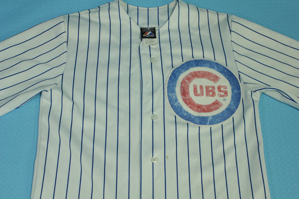 Chicago Cubs Vintage Soriano #12 Majestic Button Up Pinstripe Baseball Jersey