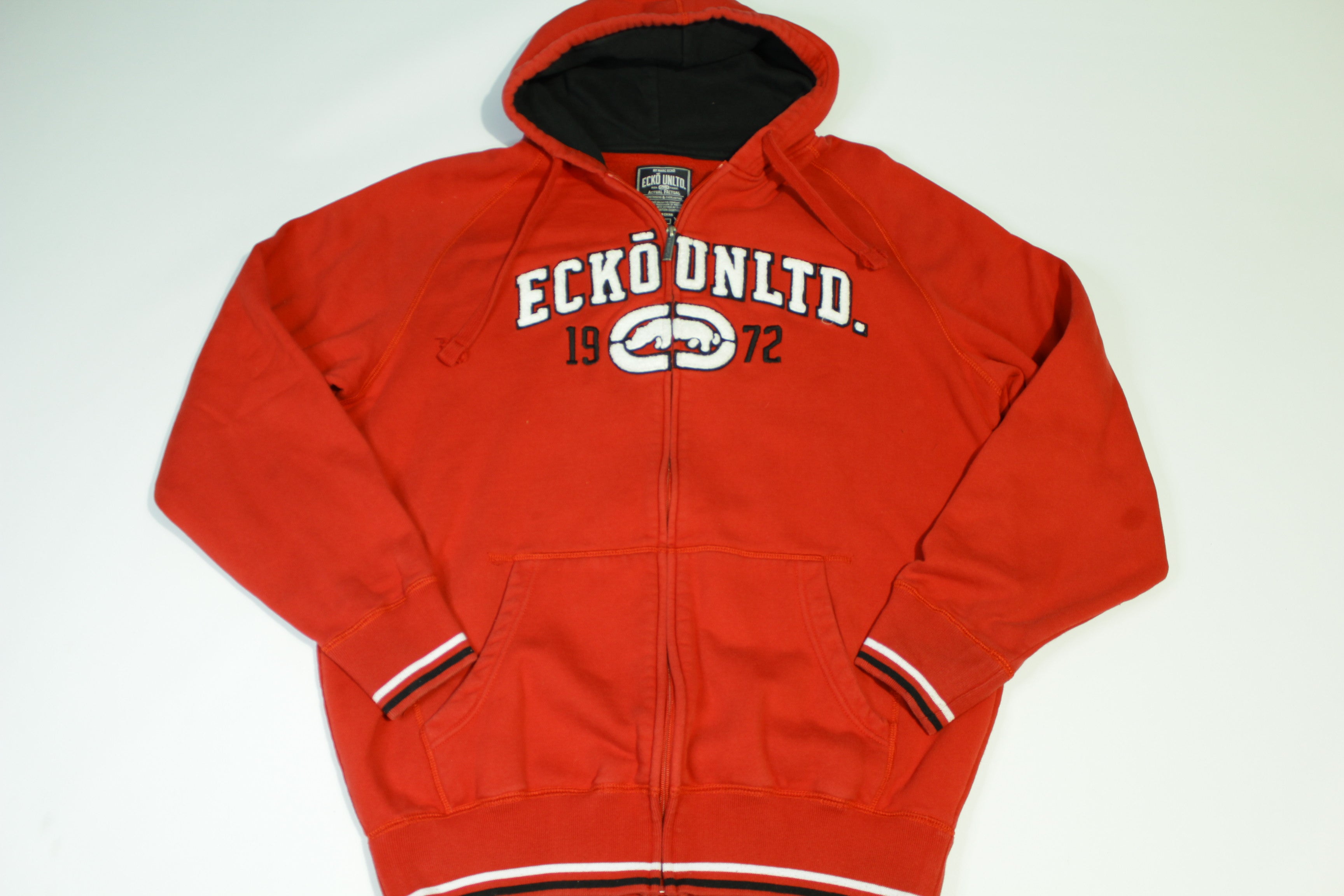 Vintage Y2K Ecko Unltd Embroidered Puff Logo Hoodie Sweatshirt hot Men’s Large Red