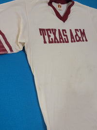 Texas A&M Aggies Striped Vintage 80's Logo 7 USA 3/4 Sleeve T-Shirt Hella!!