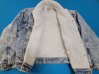 Levis San Francisco Vintage 80's Acid Wash Sherpa Lined Made in USA Distressed Denim Jean Jacket