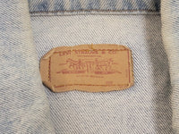Levis 80's Vintage 70507-0214 Denim Blue Jean Trucker Jacket w/ Black Bar Tack USA MADE
