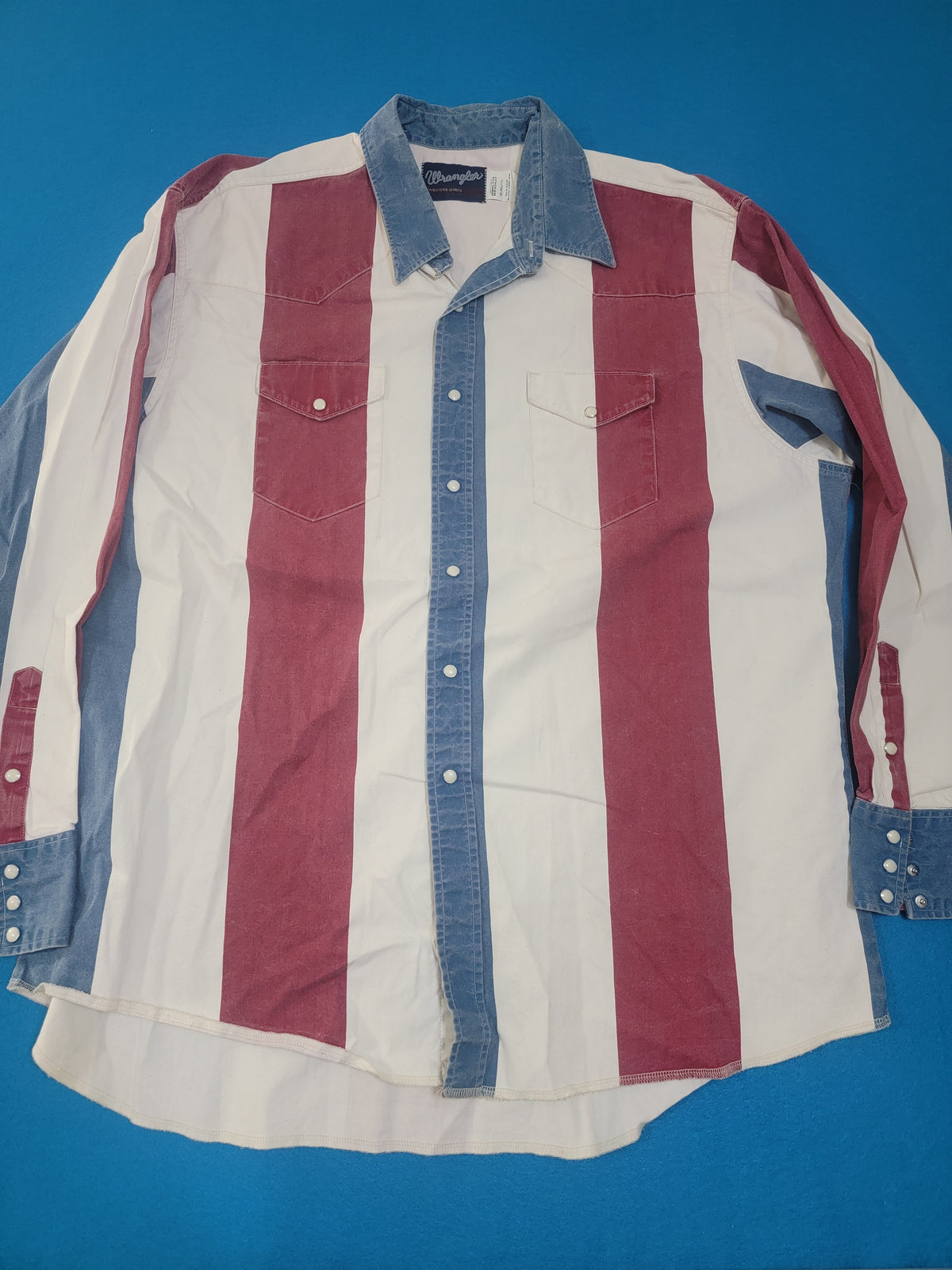 Wrangler Vintage 90's Striped Brush Hopper Western Button Up Heavy Duty Work Shirt