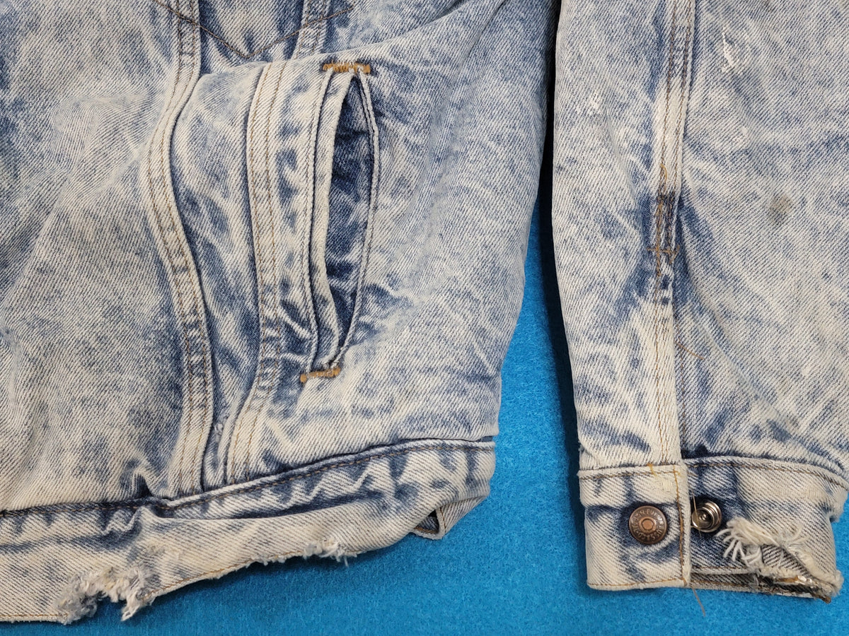 Levis San Francisco Vintage 80's Acid Wash Sherpa Lined Made in USA Distressed Denim Jean Jacket