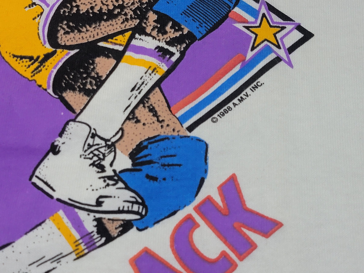 Los Angeles Lakers Vintage Magic Johnson 1987 1988 Back to Back World Champions 80's Single Stitch USA T-Shirt Puff Print