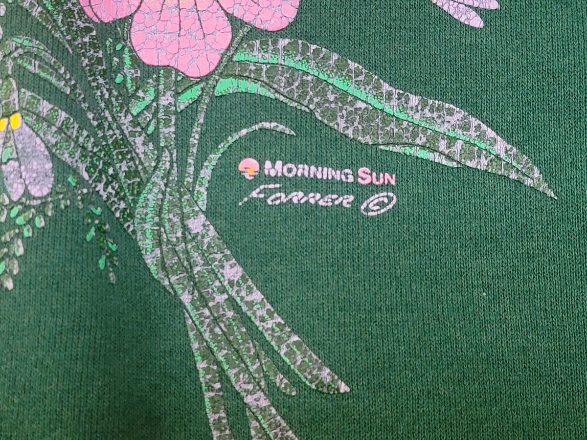 Morning Sun Vintage 80's Spring Floral Forrer USA Made Grandma's Crewneck Sweatshirt