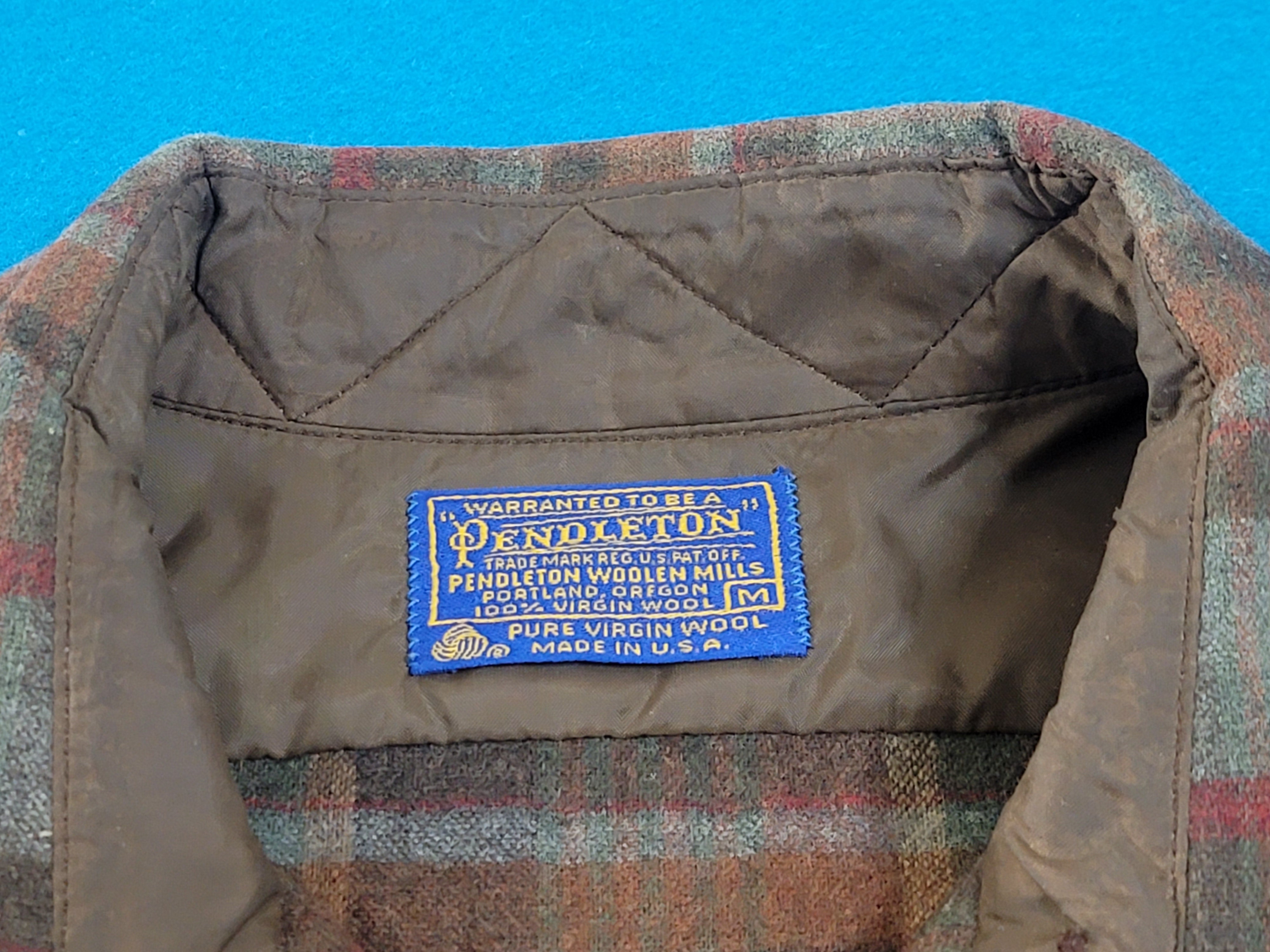 Pendleton Woolen Mills Vintage Plaid Made in USA 70's Board Button
