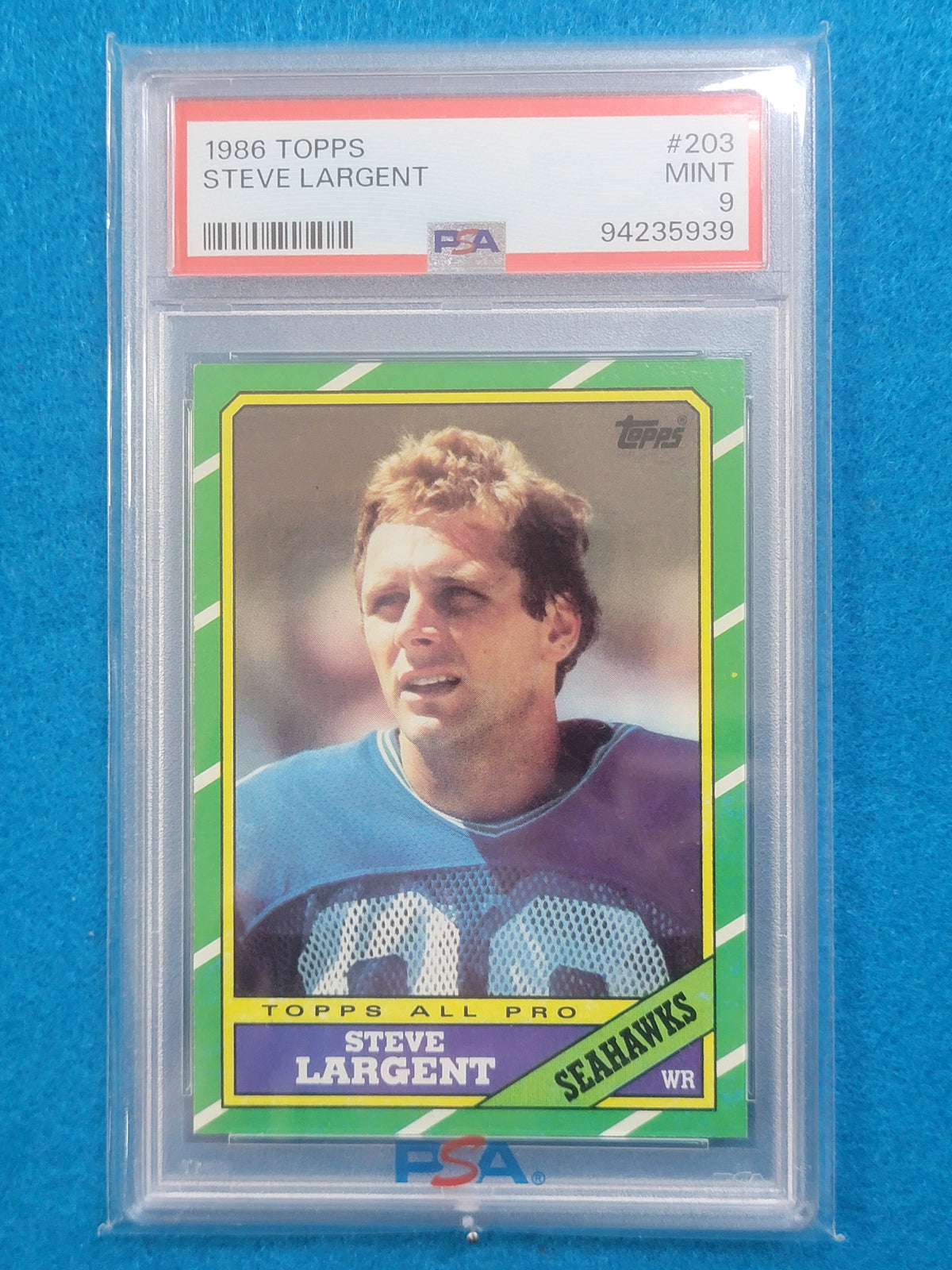 Steve Largent 1977 - 1989 Complete Basic Topps Player Set PSA Graded Mint 9 & 10 (RC)