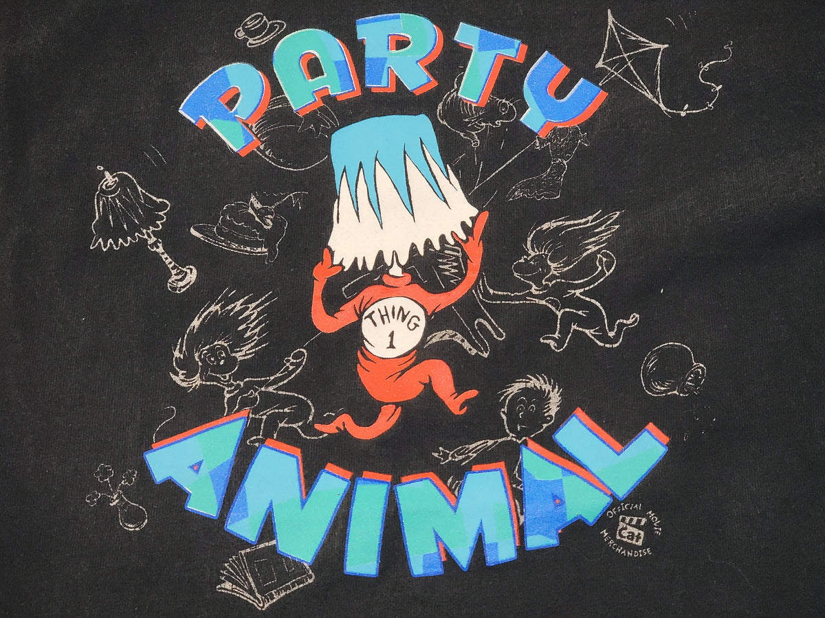 Cat In The Hat Dr Seuss Party Animal Thing 1 Vintage Y2K 2003 Movie Promo T-Shirt
