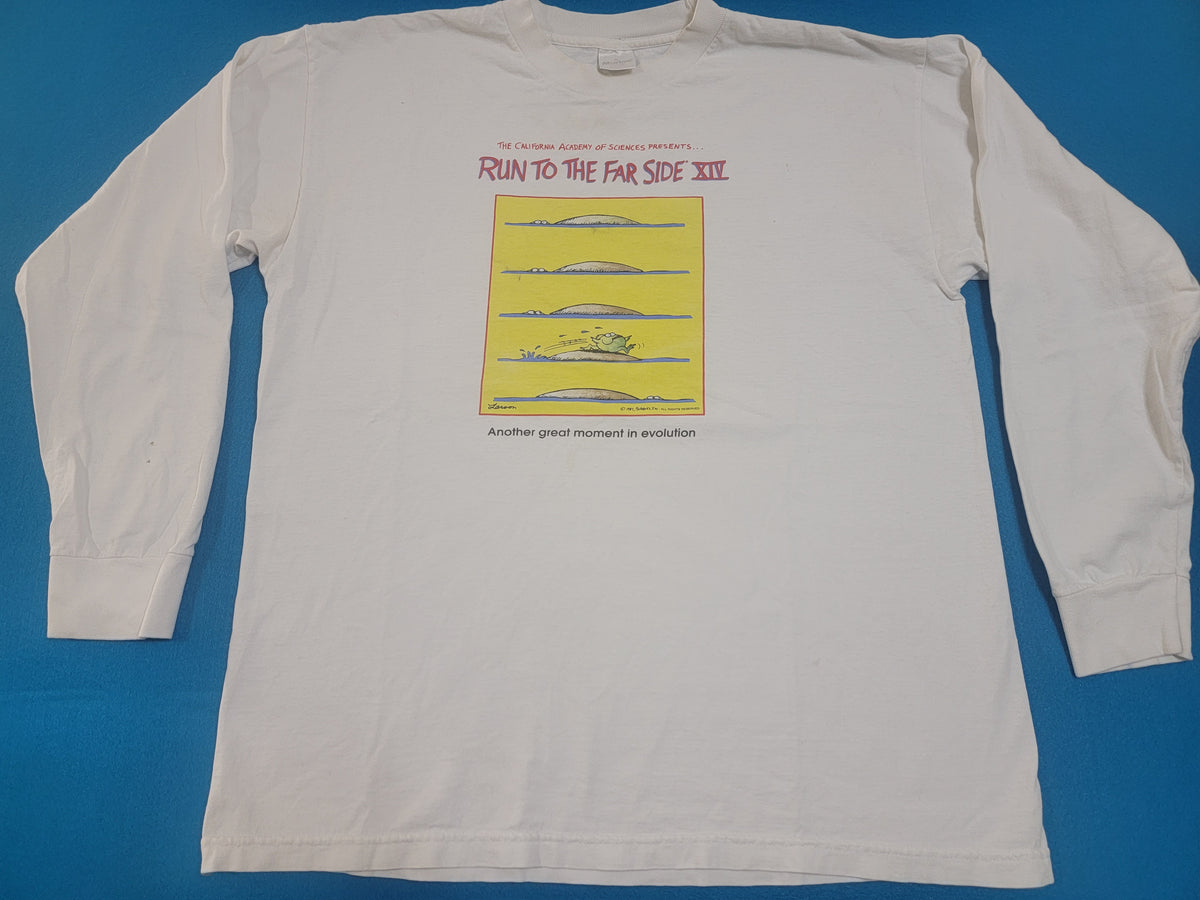 The Far Side 1987 Run To The Far Side XIV Gary Larson Evolution Vintage 80s Comic T-Shirt