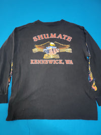 Harley Davidson Motorcycles HD Vintage 1999 Kennewick Shumate 90's Long Sleeve Flames T-Shirt