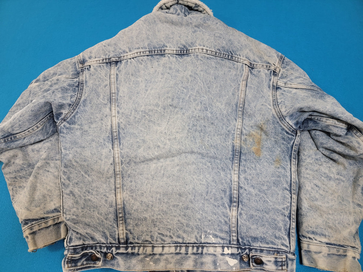 Levis San Francisco Vintage 80's Acid Wash Sherpa Lined Made in USA Distressed Denim Jean Jacket