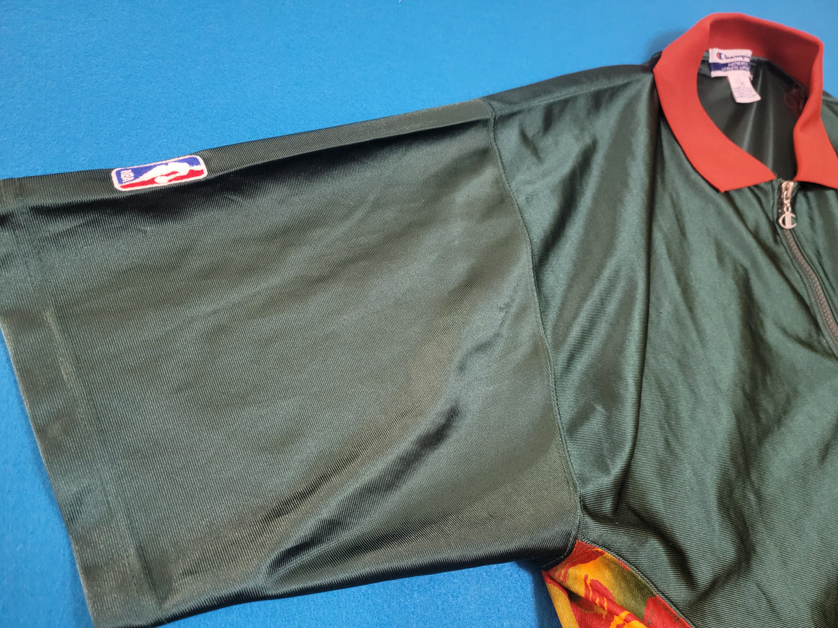 Seattle Sonics Champion Quarter Zip Vintage 90's NBA Warm Up Shooting Polo Shirt