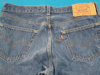 Levis 501 Button Fly Vintage 90's USA MADE May 1996 Denim Grunge Punk Red Tab Blue Jeans