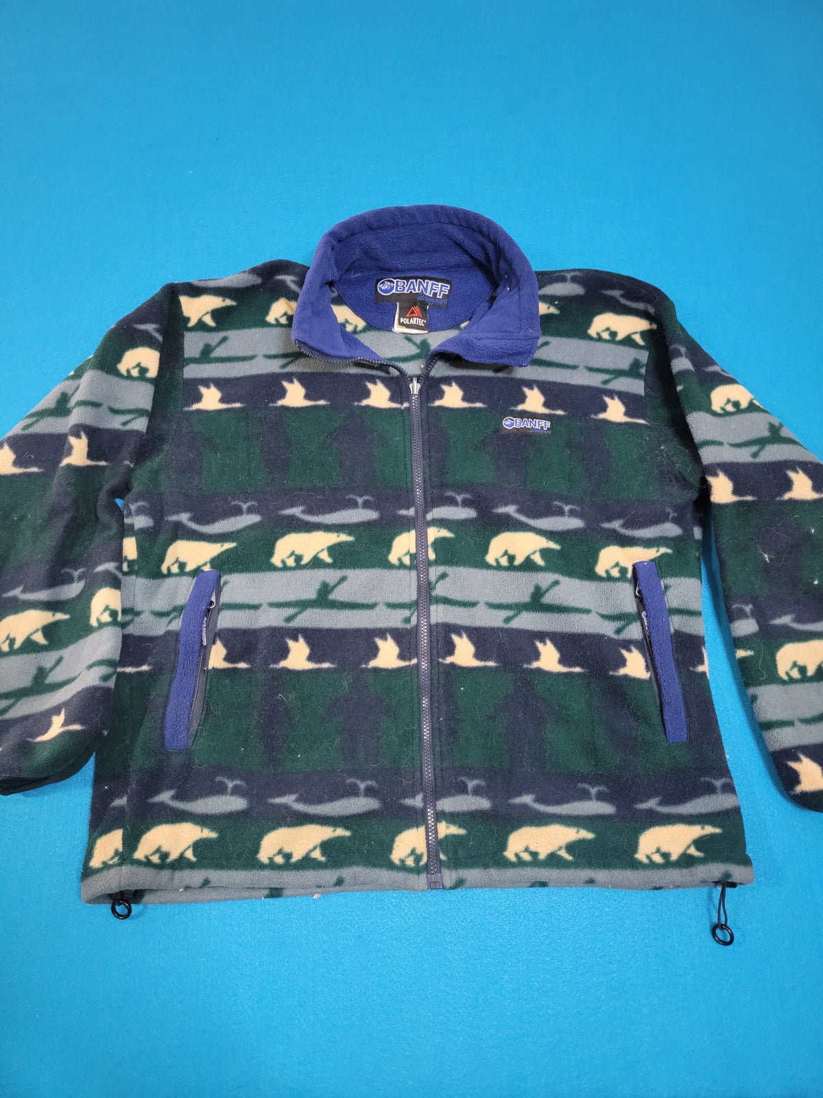BANFF Polartec Vintage 90's Fleece Kayak Bear Whale Duck Print Fleece Jacket