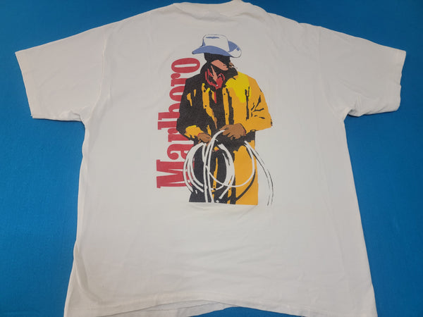 Marlboro Small Box Vintage 90's Cowboy Big Back Print Marlboro Man Single Stitch T-Shirt