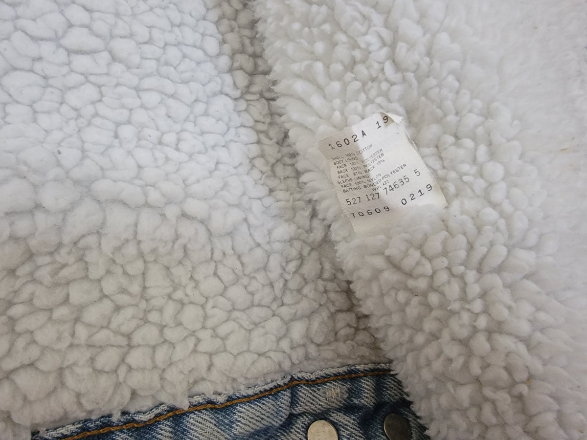 Levis San Francisco Vintage 80's Acid Wash Sherpa Lined Made in USA Distressed Denim Jean Jacket