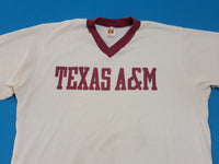 Texas A&M Aggies Striped Vintage 80's Logo 7 USA 3/4 Sleeve T-Shirt Hella!!