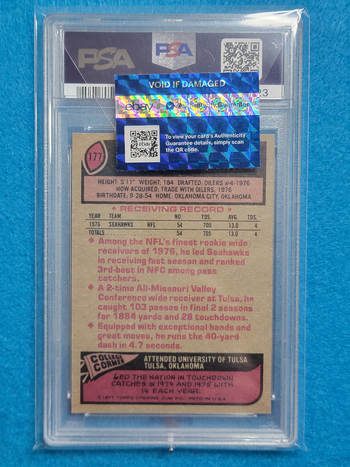 Steve Largent 1977 - 1989 Complete Basic Topps Player Set PSA Graded Mint 9 & 10 (RC)