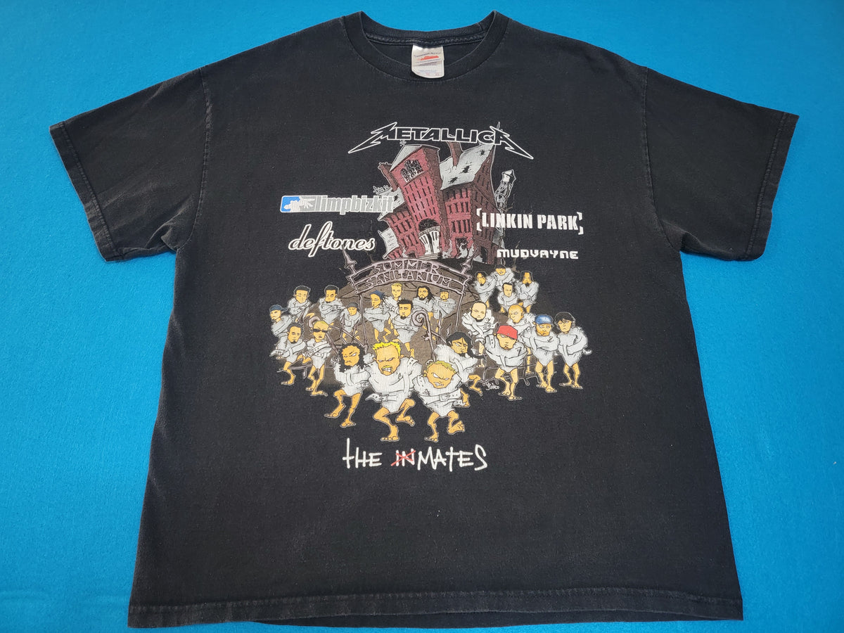 Metallica Limp Bizkit Deftones Linkin Park Mudvayne Inmates Summer Sanitarium 2003 Tour T-Shirt