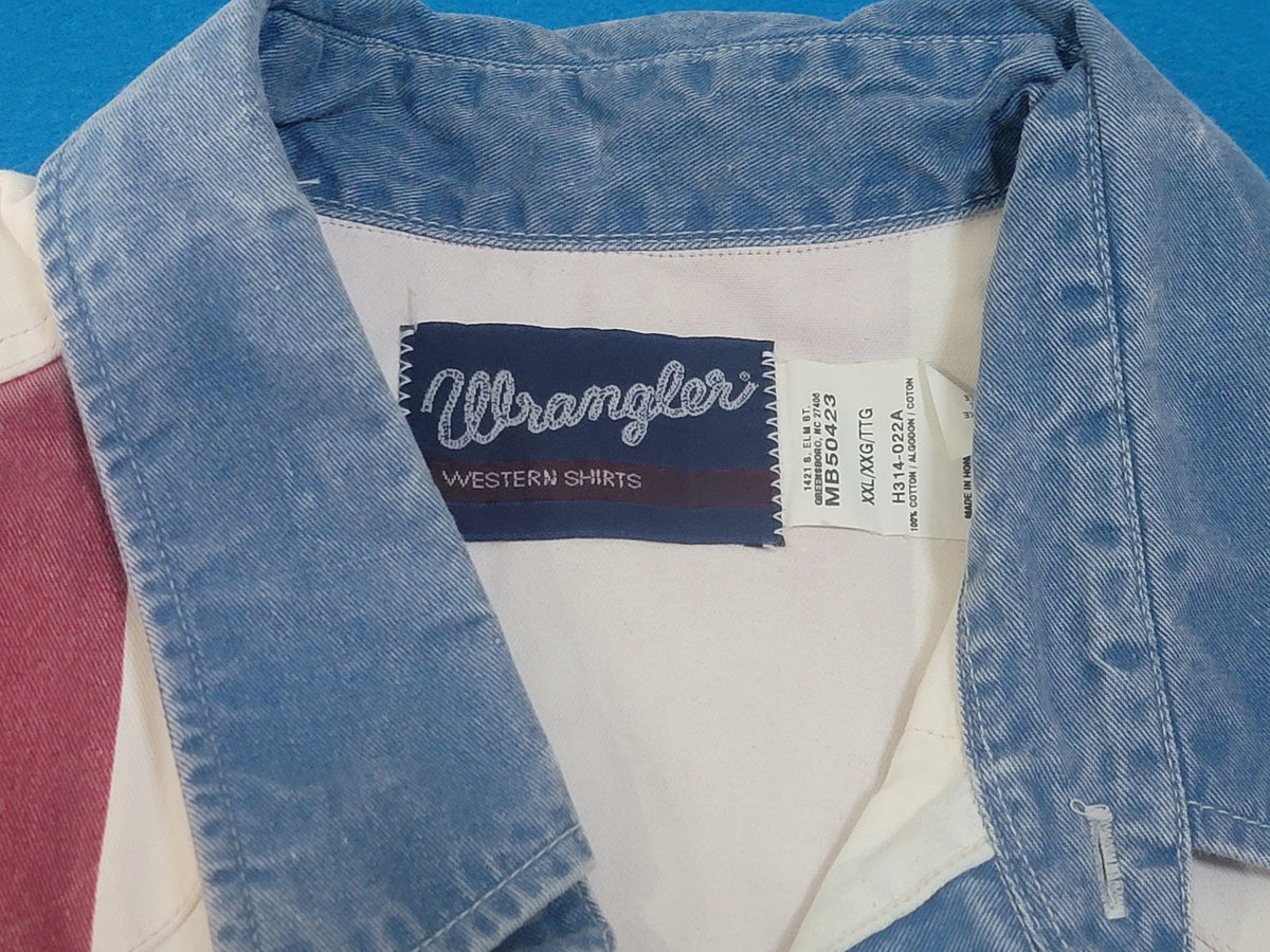 Wrangler Vintage 90's Striped Brush Hopper Western Button Up Heavy Duty Work Shirt