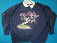 Morning Sun Vintage 80's Japanese Bonsai Sakura Whitton USA Made Grandma's Crewneck Sweatshirt