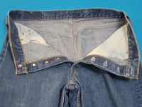 Levis 501 Button Fly Vintage 90's USA MADE May 1996 Denim Grunge Punk Red Tab Blue Jeans