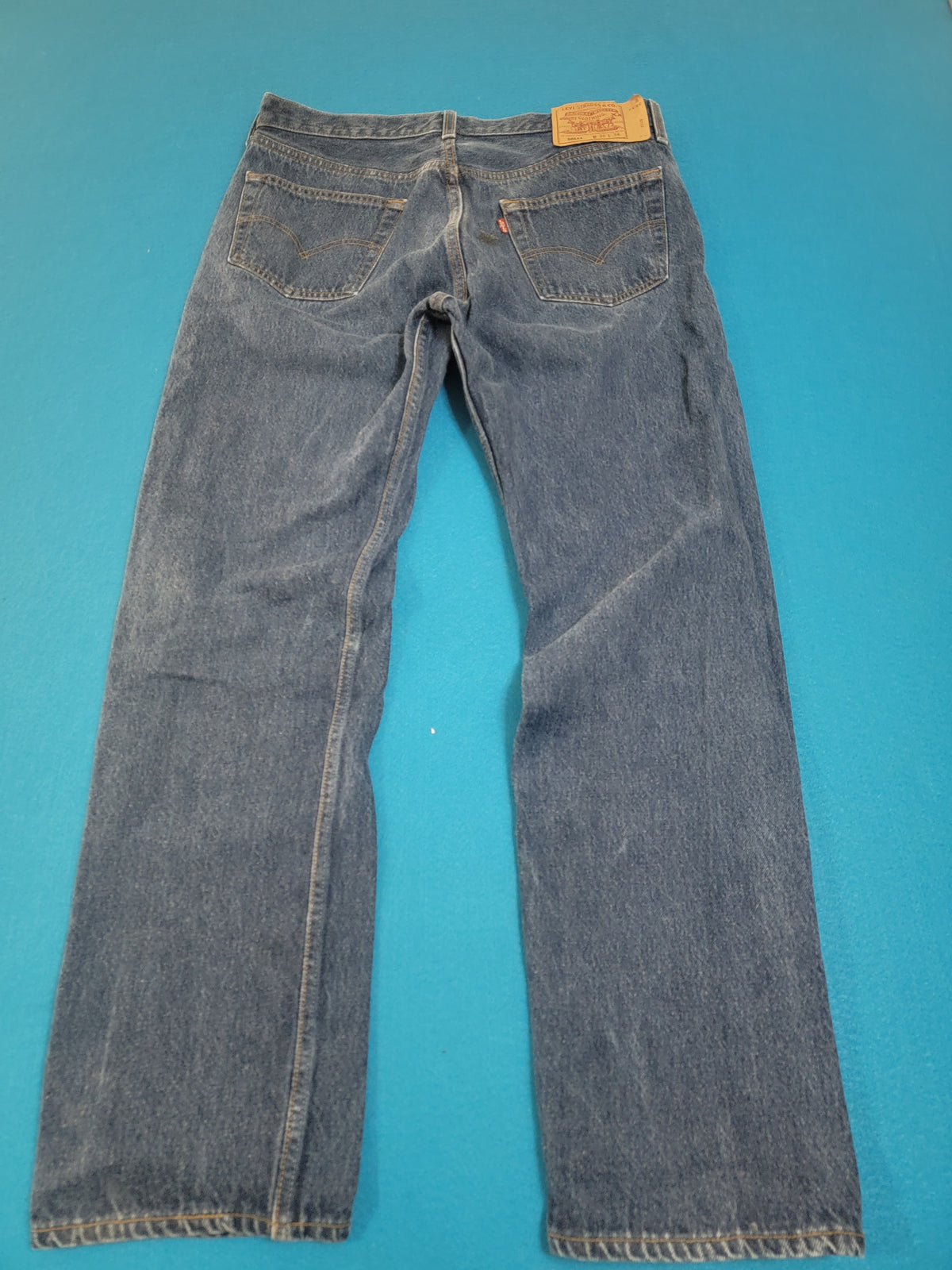 Levis 501 Button Fly Vintage 90's USA MADE May 1996 Denim Grunge Punk Red Tab Blue Jeans