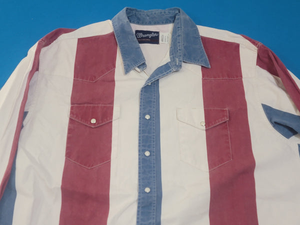 Wrangler Vintage 90's Striped Brush Hopper Western Button Up Heavy Duty Work Shirt
