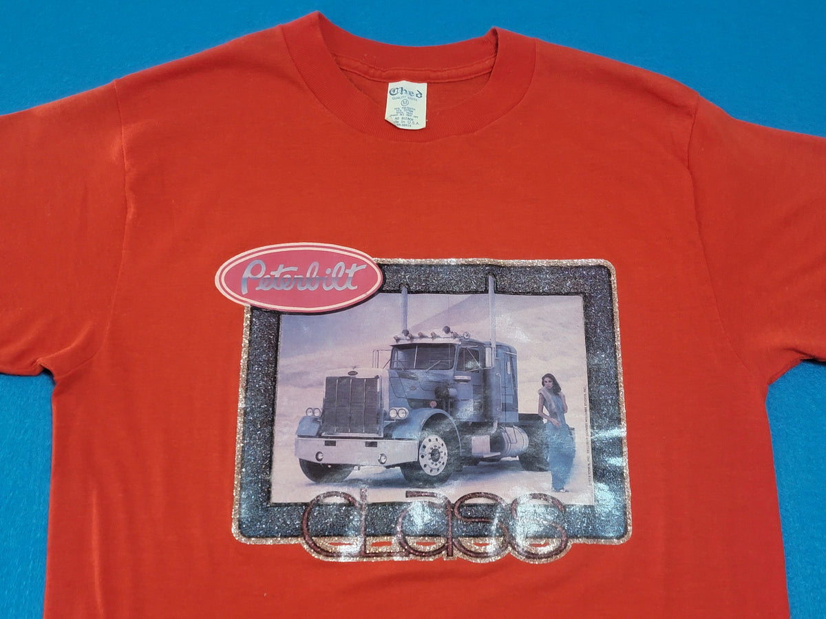 Peterbilt Class Heavy Long Haul Trucker Vintage Glitter Sparkle Transfer 70's T-Shirt