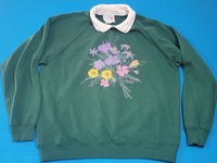 Morning Sun Vintage 80's Spring Floral Forrer USA Made Grandma's Crewneck Sweatshirt