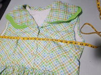 Copy of 1970s Vintage Green Plaid Checkered Pattern Striped Sleeveless Dress