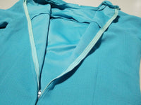 1960s 1970s Vintage Blue Back Talon Zip Short Sleeve Dress