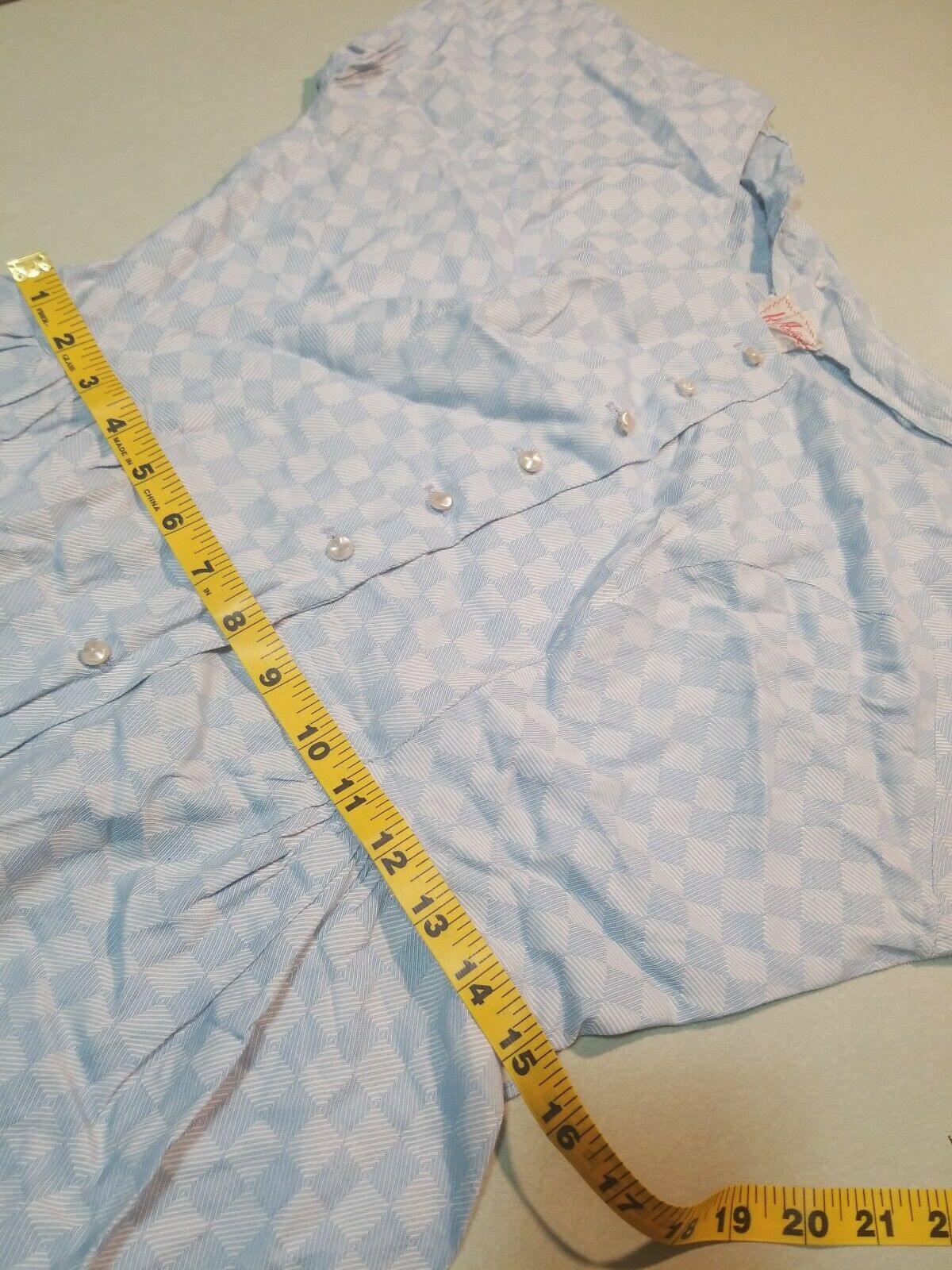 1940s 50s Kay Ashton Blue Checkered Summer Farm Dress Sleeveless Pearl Buttons