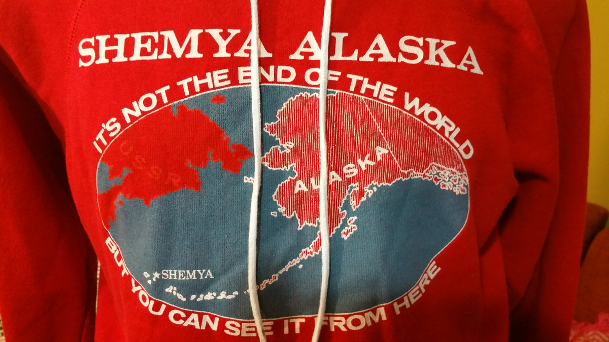 Shemya Alaska End of The World Red Hoodie Sweatshirt Made In USA 1980's