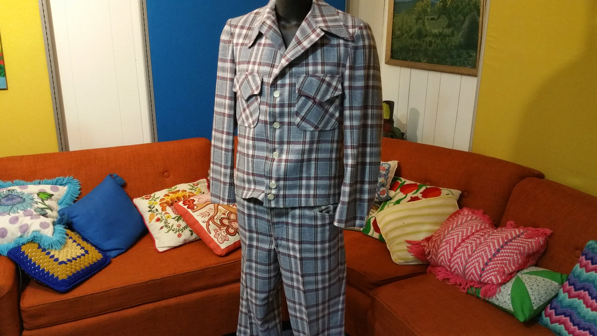Vintage Plaid 70's Disco Leisure Suit. Totally Awesome.