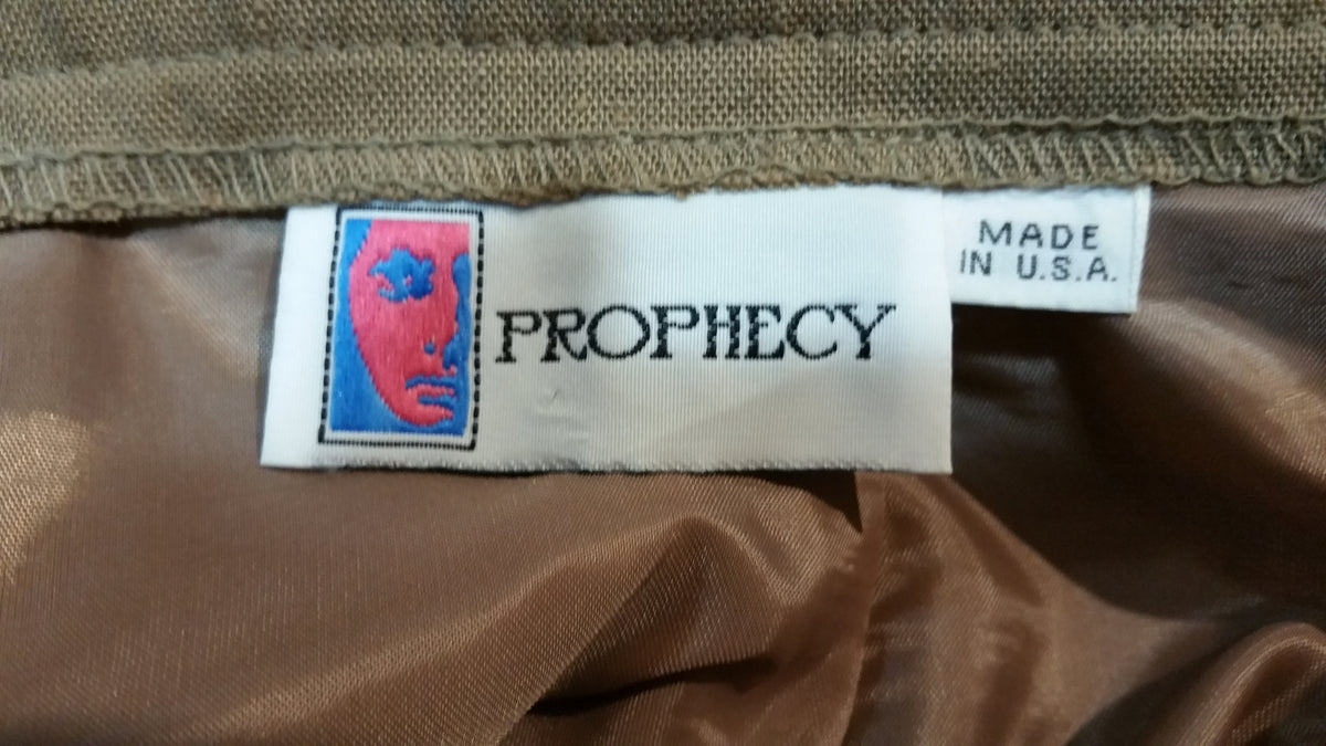 Brown 1980's Prophecy Skirt w/ Zipper.  Made In USA w/ Pockets!