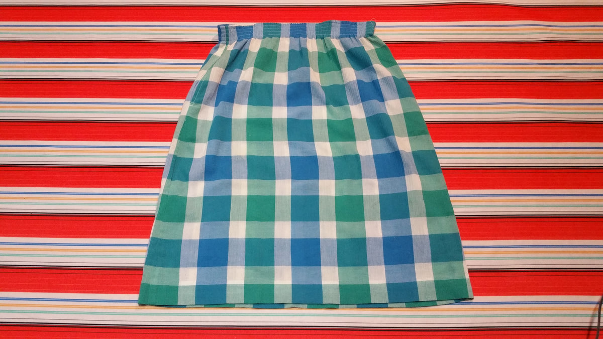 Tan F Jay Vintage Plaid Skirt. Great Colors. Vibrant 1980's w/ Pockets