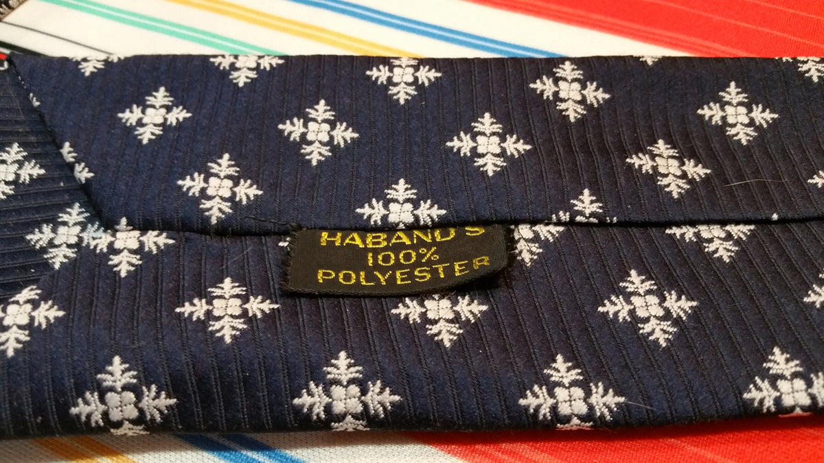 Vintage 70's Haband's 100% Polyester Navy Blue Neck Tie.  Retro.
