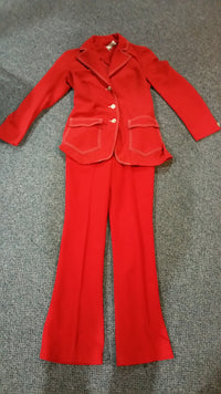 Lasso Western Wear Red White Thread 2 Piece VTG 70's Disco Suit Outfit